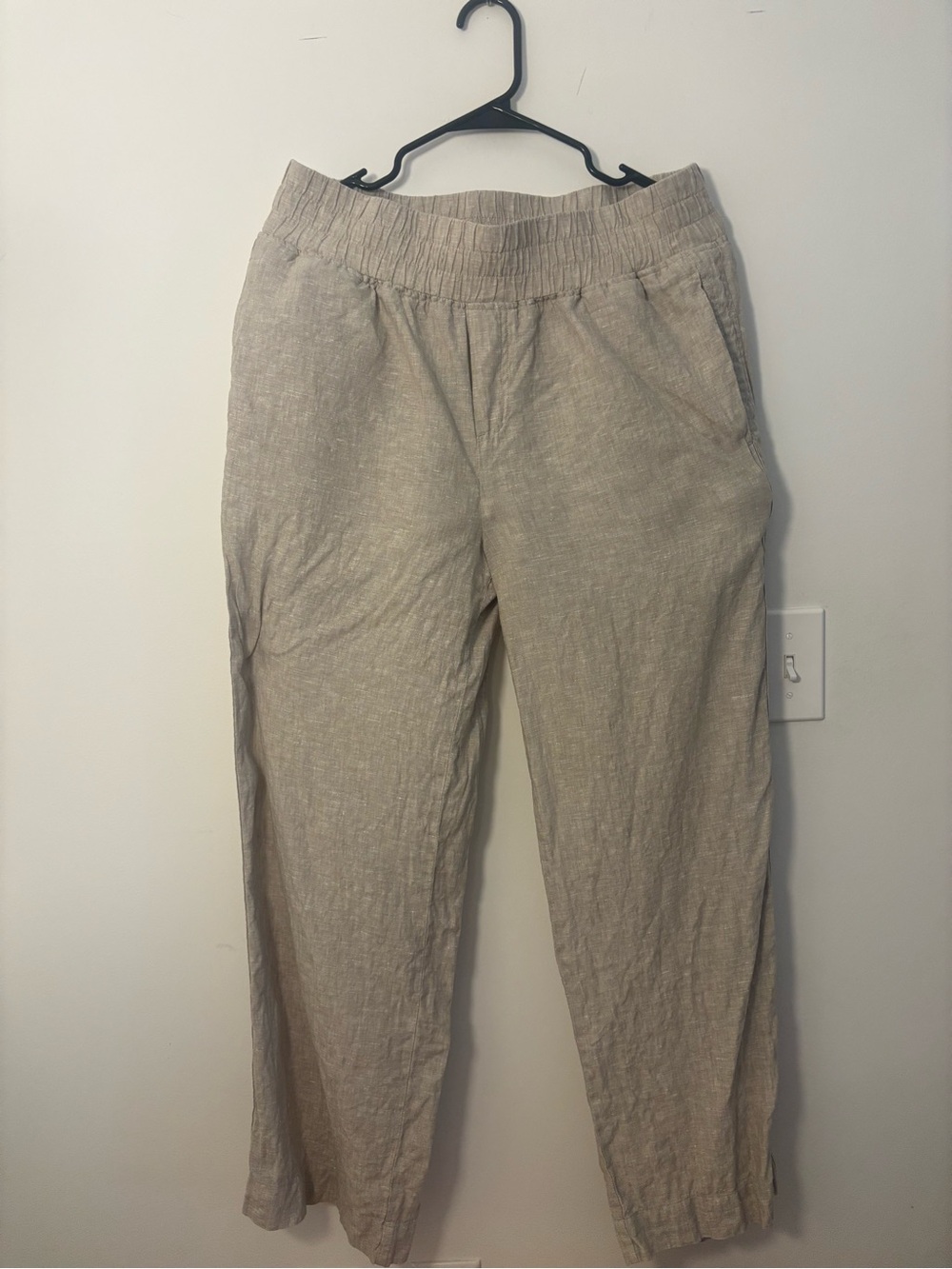 Quince Light Beige 100% Linen Wide leg Pants